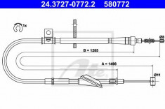 Cablu, frana de parcare OPEL AGILA 1.0 12V - ATE 24.3727-0772.2 foto