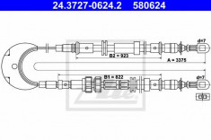 Cablu, frana de parcare FORD SIERRA hatchback 1.6 - ATE 24.3727-0624.2 foto