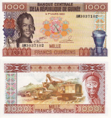 GUINEEA 1.000 francs guineens 1985 UNC!!! foto