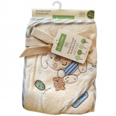 Prosop De Baie 76X76 Cm Cu Prosop Mic 25X25 Cm - Bobobaby - Albastru Dog foto