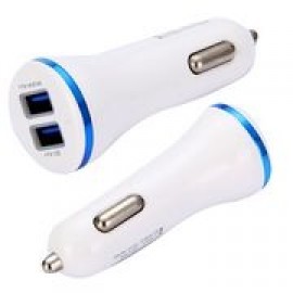 Incarcator auto dual usb LONIO alb+albastru foto