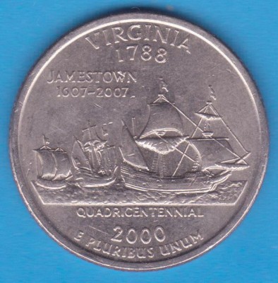 (M961) MONEDA SUA - QUARTER DOLLAR 2000, LIT. D - VIRGINIA foto