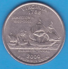 (M971) MONEDA SUA - QUARTER DOLLAR 2000, LIT. D - VIRGINIA