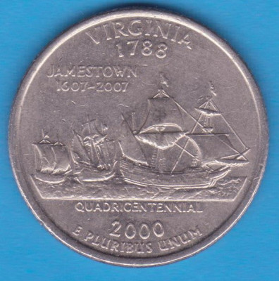 (M971) MONEDA SUA - QUARTER DOLLAR 2000, LIT. D - VIRGINIA foto