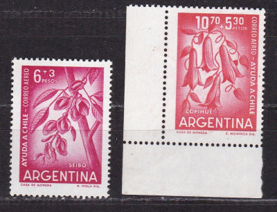 Argentina 1960 flori MI 742-743 MNH w34 foto