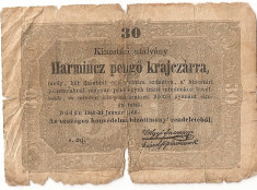 Ungaria 30 PENGO KRAJCZAR 1849 U foto