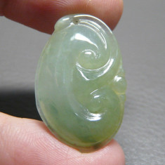 Figurina de jad natural-SUPERB - ruyi ( sceptru ) - 23,35 ct. verde - Pandant foto