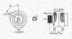 Generator / Alternator PEUGEOT 206 CC 1.6 16V - MAGNETI MARELLI 063377301010 foto