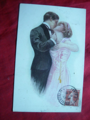 Ilustrata TCV - Sarutul - piesa de autor cca.1914 foto