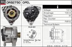 Generator / Alternator OPEL ASTRA G hatchback 2.0 DI - DELCO REMY DRB2750 foto