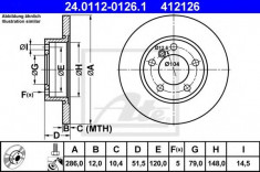 Disc frana BMW 3 limuzina 316 i - ATE 24.0112-0126.1 foto