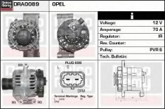 Generator / Alternator OPEL AGILA 1.3 CDTI - DELCO REMY DRA0089 foto