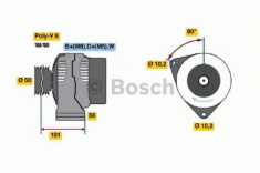 Generator / Alternator MERCEDES-BENZ 190 limuzina 190E - BOSCH 0 986 036 810 foto