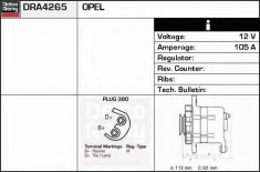 Generator / Alternator OPEL SIGNUM 1.9 CDTI - DELCO REMY DRA4265 foto