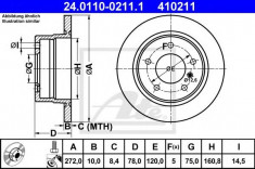 Disc frana BMW 3 Compact 316 i - ATE 24.0110-0211.1 foto