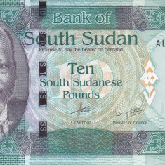 Bancnota Sudanul de Sud 10 Pounds 2015 - P12a UNC (culoare modificata)