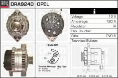 Generator / Alternator OPEL ASTRA F combi 1.6 i - DELCO REMY DRA9240 foto