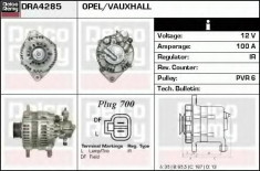 Generator / Alternator OPEL MERIVA 1.7 DTI - DELCO REMY DRA4285 foto