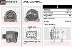 Generator / Alternator OPEL ASTRA H combi 1.6 LPG - DELCO REMY DRA1151 foto