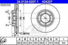 Disc frana MITSUBISHI COLT/RODEO 2.0 - ATE 24.0124-0207.1 foto