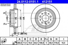 Disc frana VOLVO S80 I limuzina 2.9 - ATE 24.0112-0151.1 foto