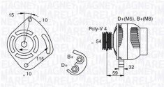 Generator / Alternator FIAT PANDA 1100 - MAGNETI MARELLI 063377001010 foto