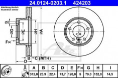 Disc frana BMW 3 Touring 325 i - ATE 24.0124-0203.1 foto