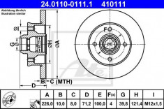 Disc frana VW GOLF Mk II 1.8 - ATE 24.0110-0111.1 foto