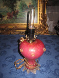 297-Lampa veioza vintage din sticla deosebita roz-mov electric 250 volti.