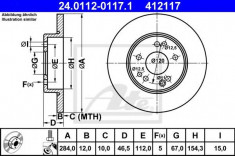 Disc frana MERCEDES-BENZ limuzina 200 - ATE 24.0112-0117.1 foto