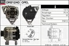 Generator / Alternator OPEL ASTRA G hatchback 1.2 16V - DELCO REMY DRB1240 foto