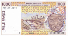 Bancnota Statele Africii de Vest 1.000 Franci 1998 - P311Ci UNC ( Burkina Faso ) foto