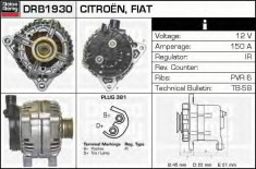 Generator / Alternator CITROEN DISPATCH 2.0 HDi 110 - DELCO REMY DRB1930 foto