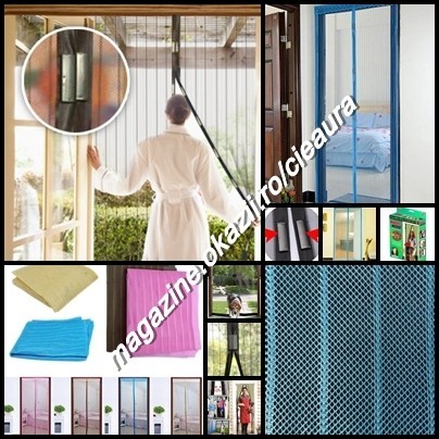 210x100 cm PERDEA MINUNE BLEU PLASA ANTI INSECTE TANTARI MUSTE MAGIC MESH DUBLA