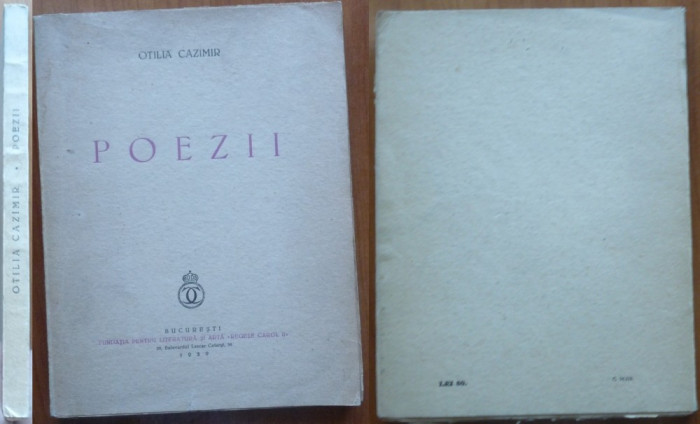 Otilia Cazimir , Poezii , 1939 , editia 1 , Fundatia Regele Carol II
