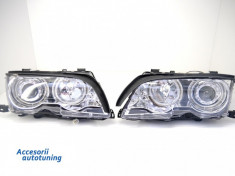 Faruri Angel Eyes BMW Seria 3 E46 Coupe/Cabrio (1998-2002) Chrome Edition foto