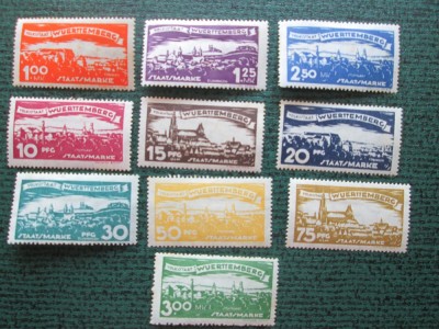 TIMBRE GERMANIA=WUERTTEMBERG==SET==MLH==1929 foto