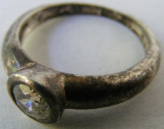 Inel vechi din argint cu piatra alba (17) foto