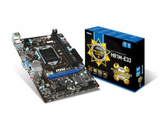 Placa de baza MSI Socket LGA1150, H81M-E33, Intel H81, 2*DDR3 1600/1333/1066, VGA, HDMI, 1*PCIEx2.0/1*PCIEx1, 2*SATA3, 2*SATA2, 2 *USB3.0, bulk foto