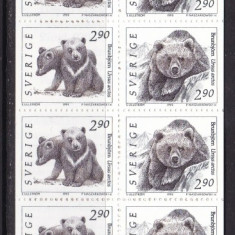 Suedia 1993 fauna ursi MI 1756-57 carnet MNH w34