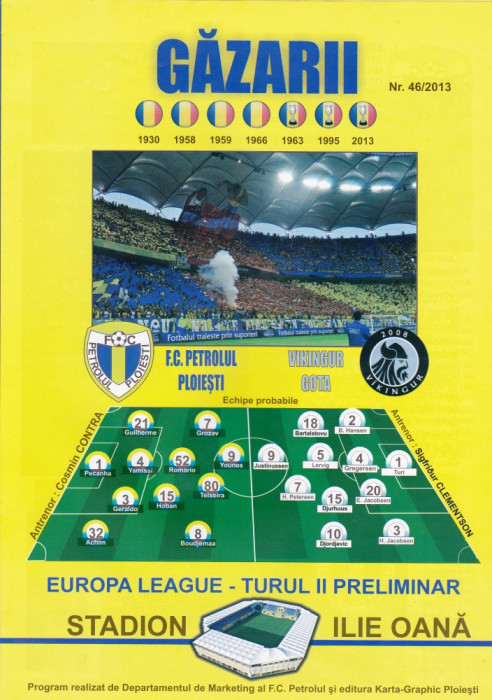 Program meci fotbal PETROLUL PLOIESTI - VIKINGUR GOTA 18.07.2013
