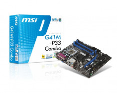 Placa de baza MSI Socket 775, G41M-P33 COMBO, INTEL G41, 2* DDR3 1333/1066 + 2* DDR2 800/667, VGA, 1*PCIEx16/1*PCIEx1/1*PCI, 4*SATA2, 1 *IDE, bulk foto