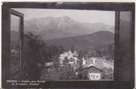 bnk cp Predeal - Vedere spre Bucegi de la hotelul Cioplea - circulata