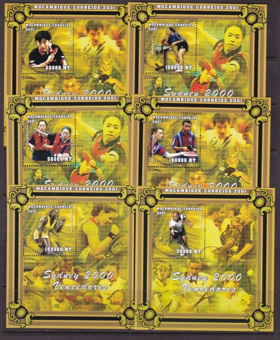 Mozambic 2001 sport 6 blocuri MI bl.80-85 MNH w34 Cota MI=60
