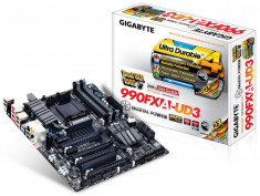 Placa de baza GIGABYTE Socket AM3+, 990FXA-UD3, AMD 990FX, 4* DDR3 2000(O.C.)/1866/1600/1333, 2*PCIEx16/2*PCIEx16 (max. x4)/2*PCIEx1/1*PCI, bulk foto