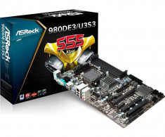 Placa de baza ASROCK Socket AM3+, 980DE3/U3S3, AMD RX881/760G, 4*DDR3 1866/1600/1333/1066, 1*PCIEx2.0, 3*PCIEx1, 2*PCI, 2*SATA3, 6*SATA2, bulk foto