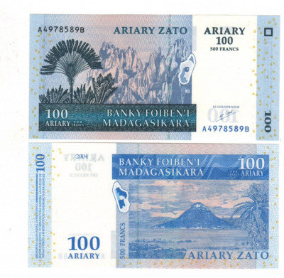 SV * Madagascar 100 ARIARY / 500 FRANCS 2006 UNC foto