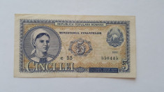 Bancnota Romania 5 Lei 1952 serie albastra foto