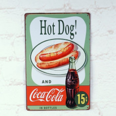 Reclama metalica vintage - Cola Cola - Hot Dog ! foto