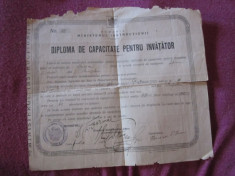 diploma de capacitate pentru invatator 1926 scoala spiru haret buzau c1 foto